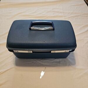 Vintage Blue Samsonite Saturn II Train Makeup Tray Blue Hard Shell with Key